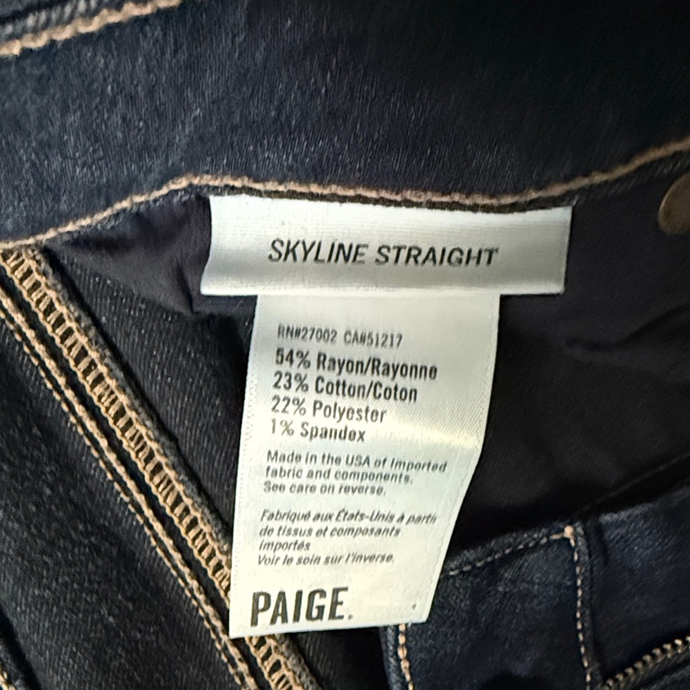 PAIGE Skyline Straight Dark Denim Jeans